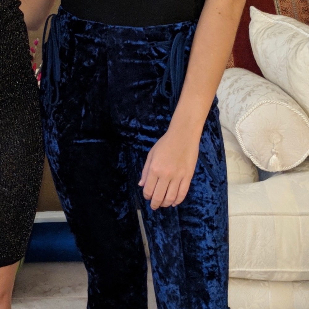 Band of Gypsies Blue Flare Velvet Pants Size XS